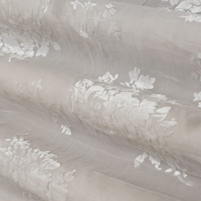 Pearl White Brasso Velvet Fabric