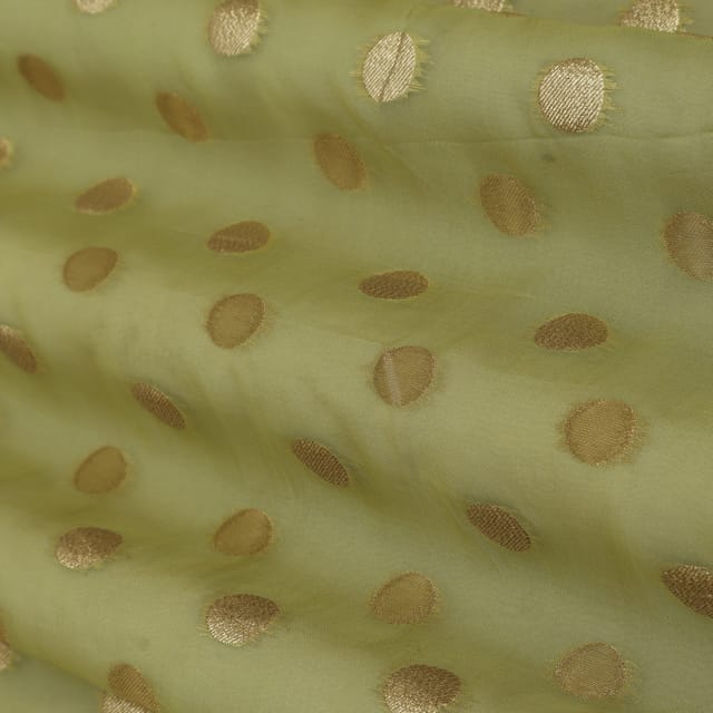 Mint Green Jacquard Weave Organza Fabric