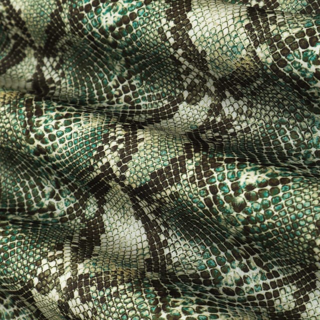Dark Grey Snake Skin Print Tabby Silk Fabric