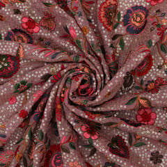 Candy Pink Georgette Sequins Embroidery Fabric
