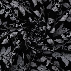 Charcoal Black Embroidery Velvet Fabric