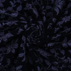 Navy Blue Embroidery Velvet Fabric