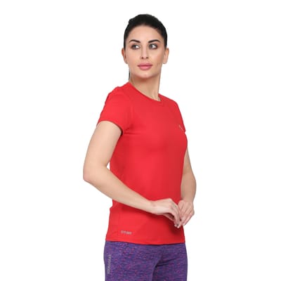 Rs 206/Piece-Gypsum Women's Sports Tees Red - Set of 4