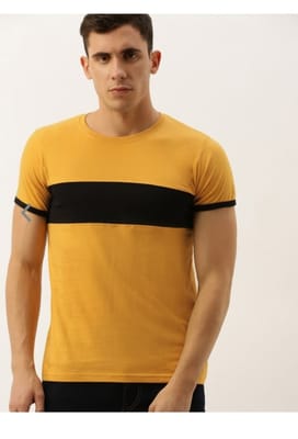 Rs 158/Piece - Kushal Enterprises Cotton Round Neck Colour Block T-Shirt for Men Set Of 6, Fts6