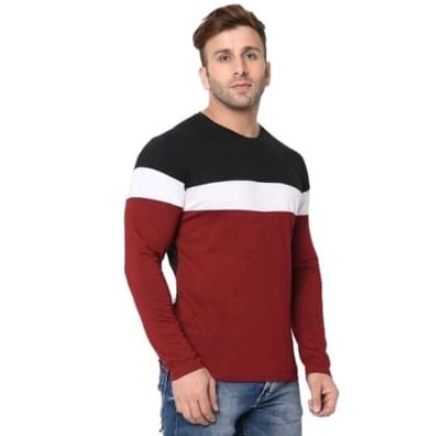 Rs 179/Piece - Kushal Enterprises Cotton Round Neck Colour Block T-Shirt for Men Set Of 6, Fts4
