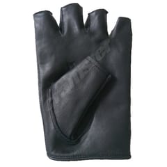 TEXAS - Fingerless Leather Gloves - BLACK
