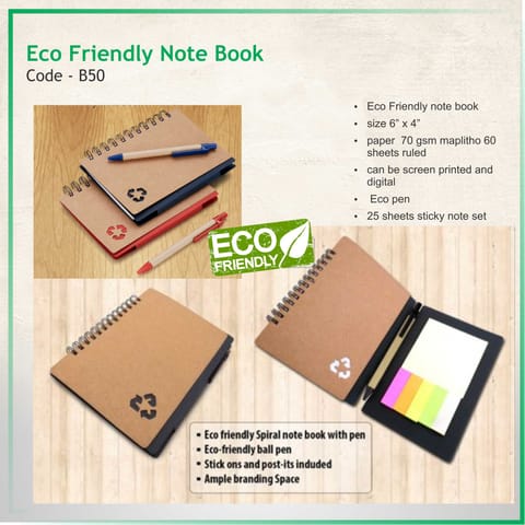 Eco Notebook With Pen And Sticky Pads