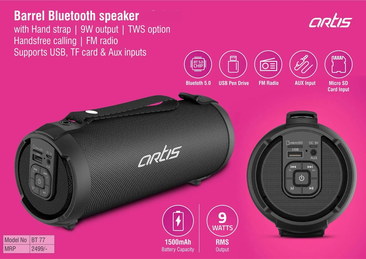 Artis Barrel Bluetooth Speaker With 