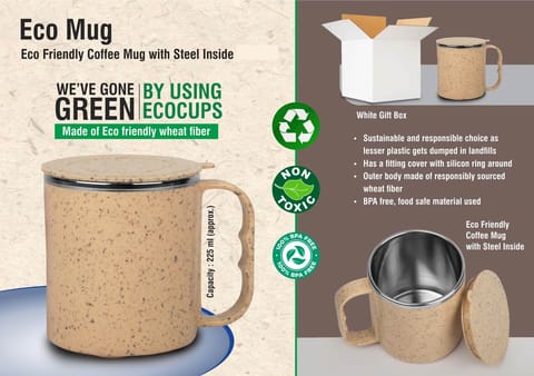 EcoMug: Eco Friendly Coffee Mug With Steel Inside | Made With Wheat Fiber