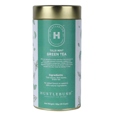 Hustlebush Tulsimint Green Tea Whole Leaf Loose Tea Relaxing Tea 100% Natural Flavours 50g loose Leaf
