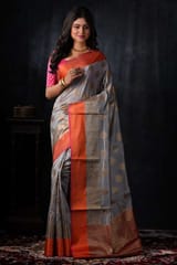 Banarasiya Women's Traditional Banarasi Silk Grey Saree