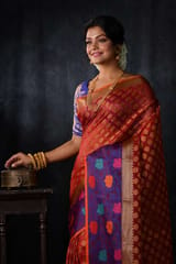 Banarasiya Women's Traditional Banarasi Silk Red Saree