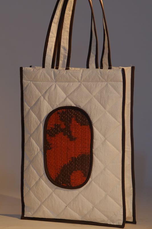 Water repellent Upcycled Quilted White Tote