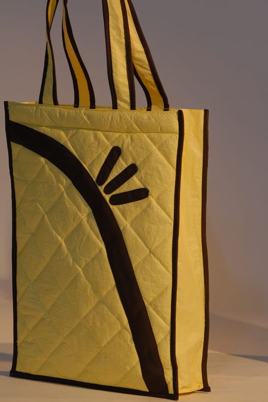 Water repellent Shelter Upcycled Quilted Yellow Tote