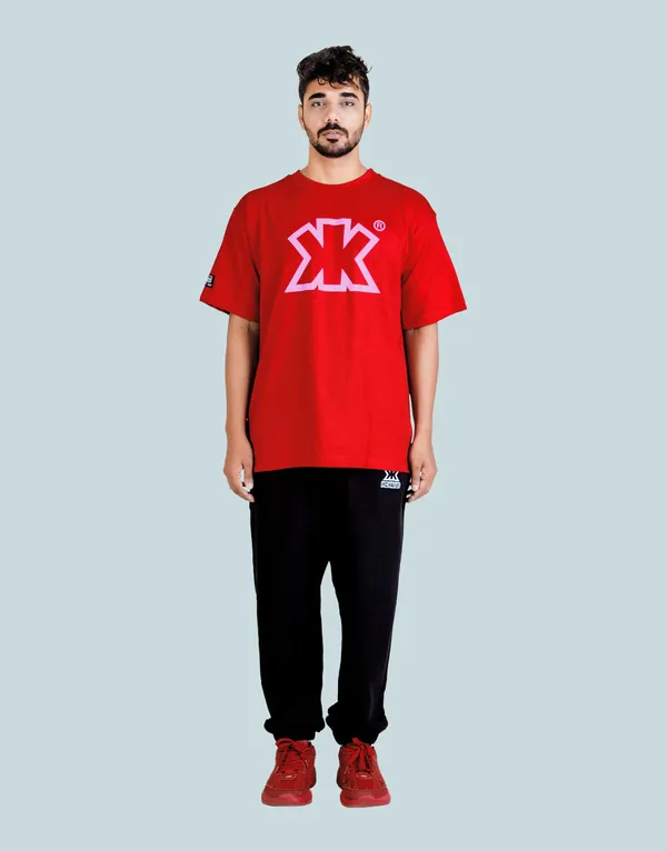 Boxy-Fit Monogram Tee (Red)