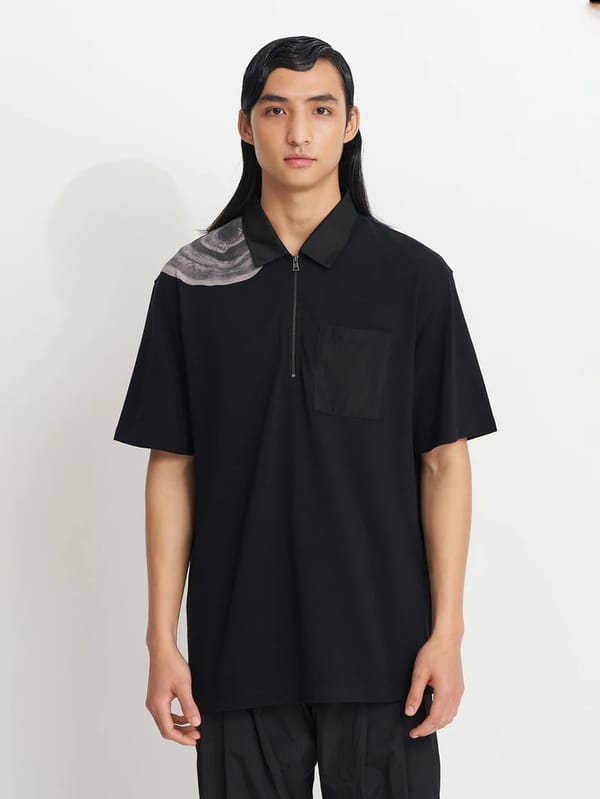Water Memory Oversized Polo (Black)
