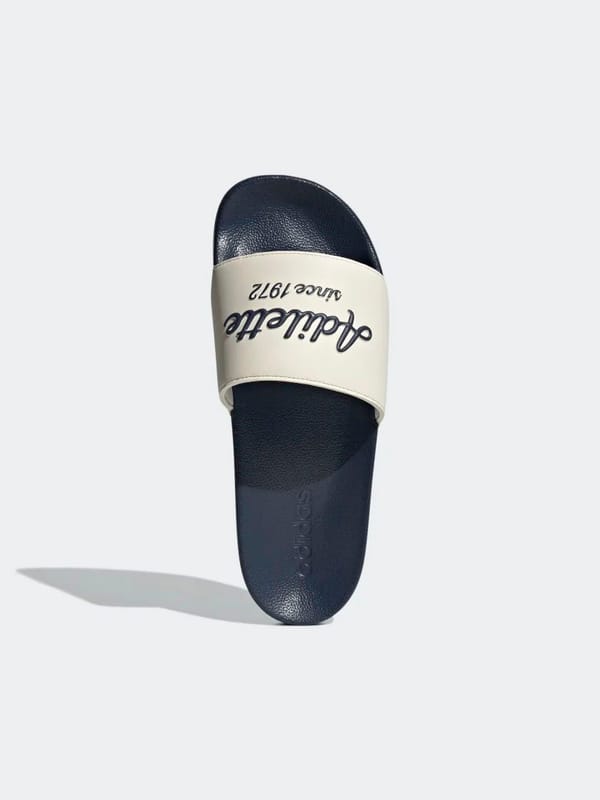 ADILETTE SHOWER Synthetic Flip Flops - White / Shadow Navy