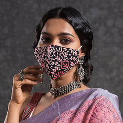 Masks | Full Jaal (Net) Embroidery | Pure Cotton | Double Layered | Black Colour