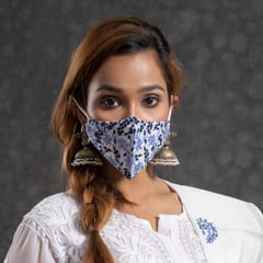 Scarf With Mask / Navy Blue Colour / Chikankari