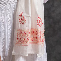 Scarf With Mask / Pink Colour / Chikankari