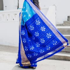 Pochampally Ikkat Silk Saree / Navy Blue Colour HPISSAM0121