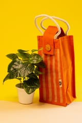 Oxford Jute Water Bottle Bag | Orange | Handcrafted | 100% natural JL0029