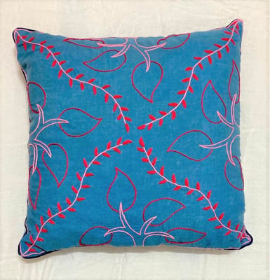 Hand Embroider / Cushion Cover / Blue
