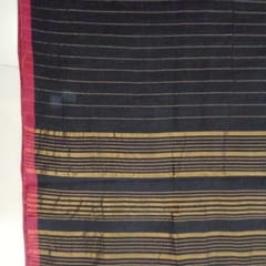 Black Hand Woven Cotton Saree-011