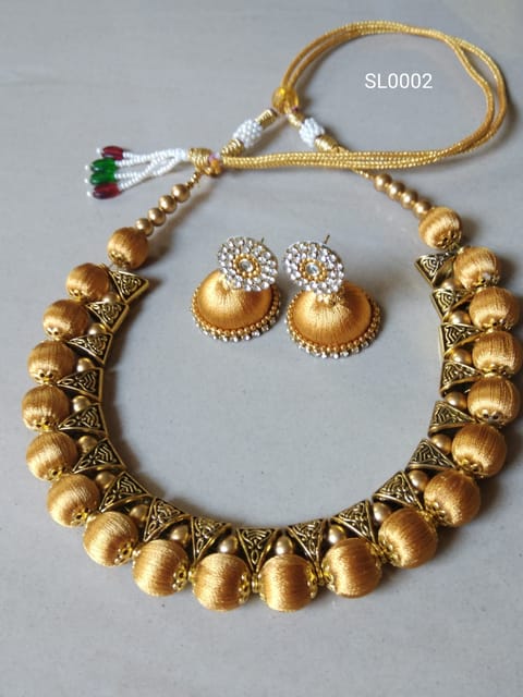 Silk Thread Necklace With Earrings SL0002
