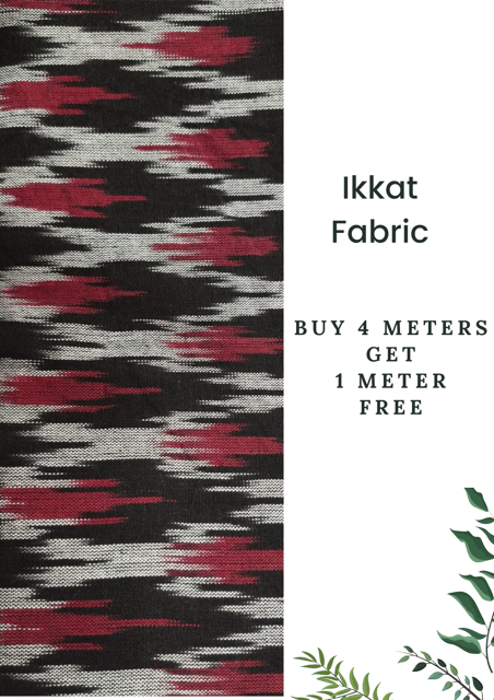 Black And White Ikkat Fabric - 3