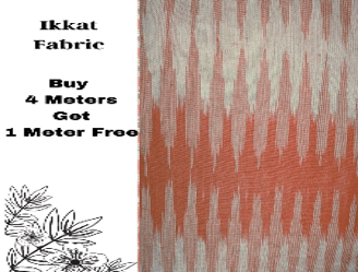 Red And White Ikkat Fabric-8