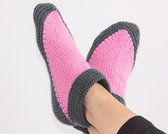 Pink & Grey Woollen Socks | Vegan Acrylic wool