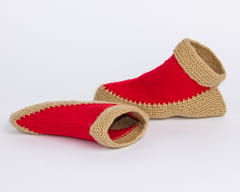 Red & Golden Woollen Socks | Acrylic Wool