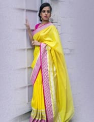 Banarasi Silk Saree | Yellow Colour