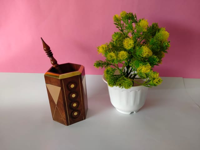Wooden Pen Stand / Brown Colour