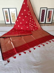 Banarasi Silk Saree Kadua booti | Red Colour