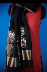 Banarasi Silk/Cotton Handloom Dupatta Carry Design Black Colour