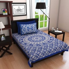 Jaipuri Printed Single Bed-Sheet With 1 Pillow Cover