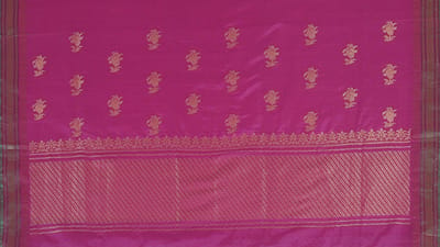 Plain Weave With Reshmi Gold Zari Booti handloom Dupatta vwas009