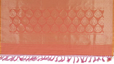 Light Orange Reshmi Gold Zari Dupatta Silk /Munga