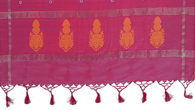 Silk Banarasi Kadwa Booti With Reshmi Silver Zari Dupatta