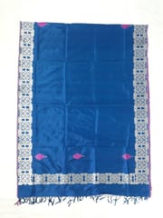 Handloom Kadwa Booti,Border With Reshmi Silver Zari Dupatta Blue color. Silk/Silk -DUP-013