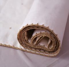 White Table Runner With Brown Chikankari Embroidery
