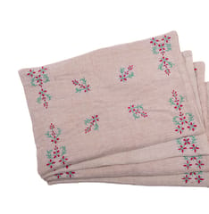 Set of 4 Table Placemat  With  Multicolour Chikankari Embroidery