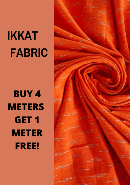 Orange Ikkat Fabric-3