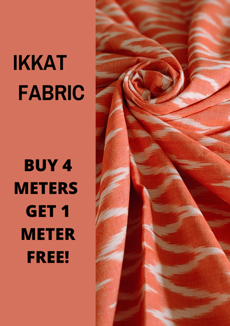 Orange Ikkat Fabric-16