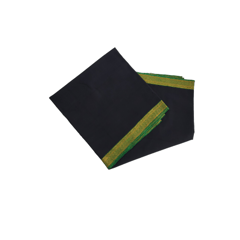 Black Fabric With Green And Gold Zari Border