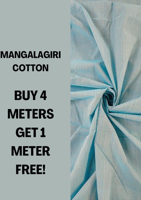 Blue Mangalagiri Cotton Fabric