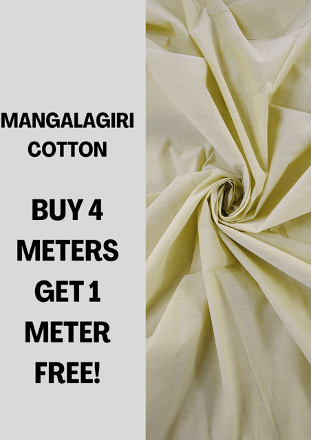 Cream Mangalagiri Cotton Fabric