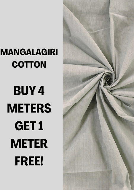 Grey Mangalagiri Cotton Fabric